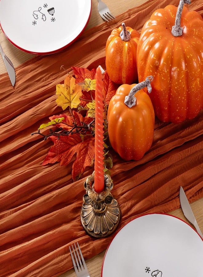 LINXTAR Fall Table Runner Terracotta Cheesecloth Table Runner 10FT Farmhouse Table Runners 120 Inches Table Decor Thanksgiving Dining Room Centerpiece Wedding Boho Baby Shower Birthday - Image 3